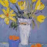 Yellow Tulip Vase - 50 x 50 cms - Acrylic on Wood Panel SOLD