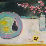 Spring Blossom with Black Pear - Acrylic on Box Canvas 40  x 60 cms SOLD