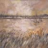 Sailing Boat Sunset - Mixed media on Canvas - 50 x 100 cm